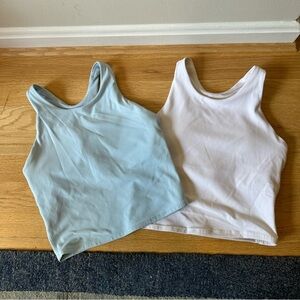 Athleta Girls Blue and White high neck cropped Tank Tops size 12 large